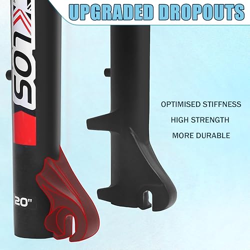 Miniatura 5 de BUCKLOS 20 pulgadas 4.0 Fat Tire Bike Suspension Tenedor, 7.087 in Travel 5.315 in Spacing Hub 0.354 in QR Ebike Oil MTB Fat Fork, Doble Corona