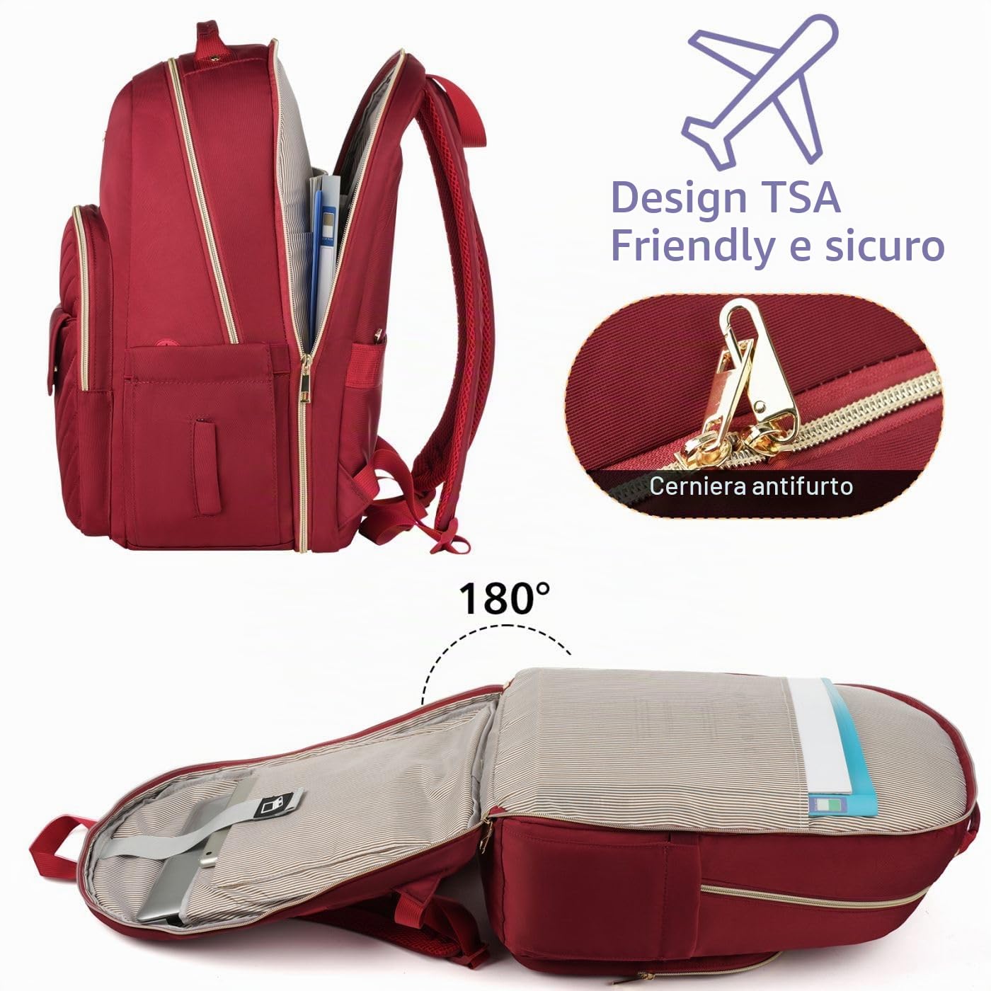 Zaino Scuola Ragazza Zaino Porta PC Donna per per Computer Portatile 17,3 Pollici,Zaino Scuola Superiore con Porta USB per università,Viaggi, Lavoro,Ufficio