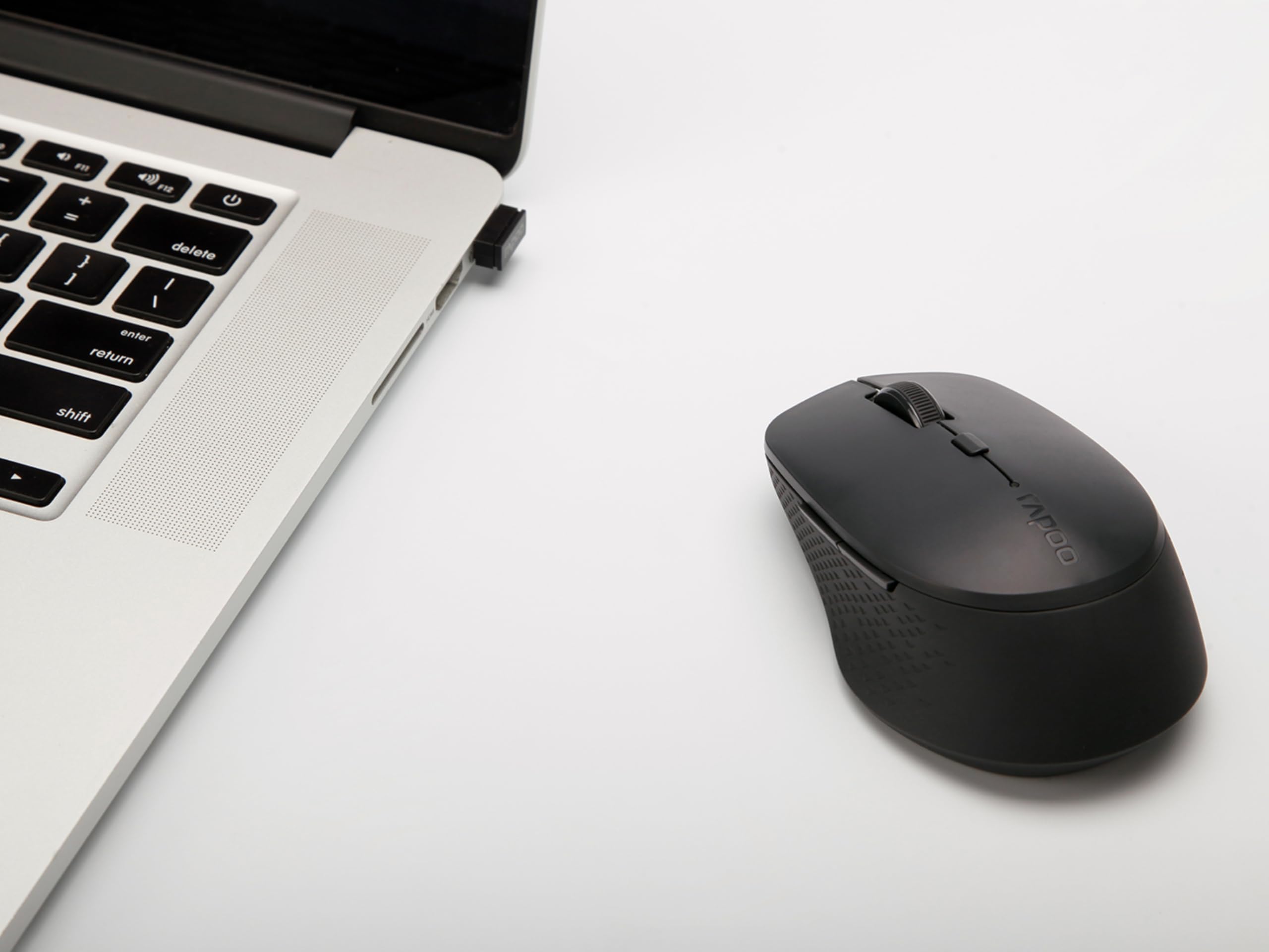 Rapoo bezprzewodowa mysz komuterowa (myszka do komputera, PC, wireless, ergonomiczna, 7 przycisków, 2,4 GHz, Bluetooth, 1600 DPI) ciemnoszara