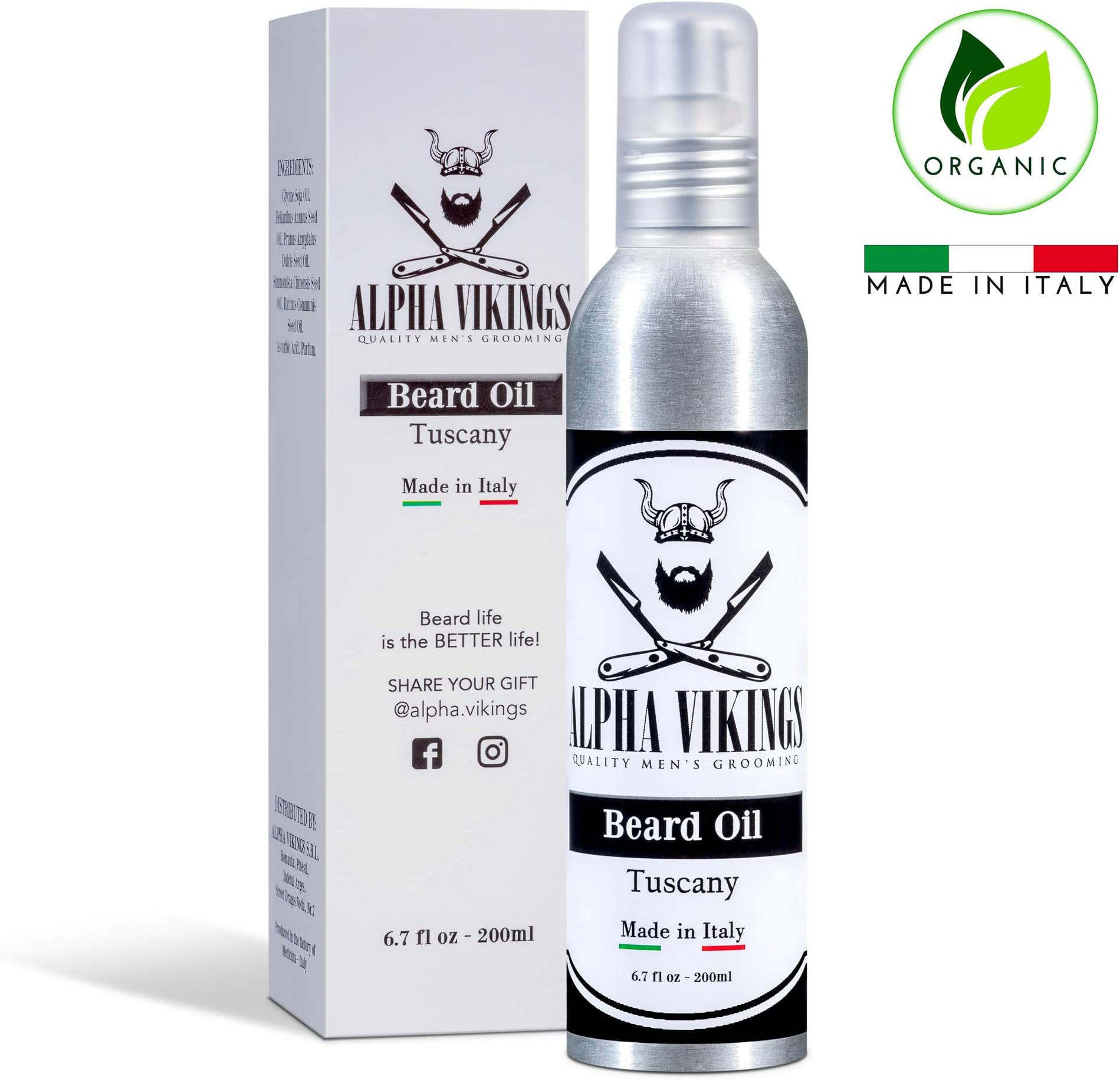 Alpha Vikings Dry Beard Oil for Men (6.7 fl oz/ 200 mL) Smooth, Non-Greasy, Organic | Promote Stronger Growth, Manageability, Softness | Support Long, Short, Full, Thick Facial Hair