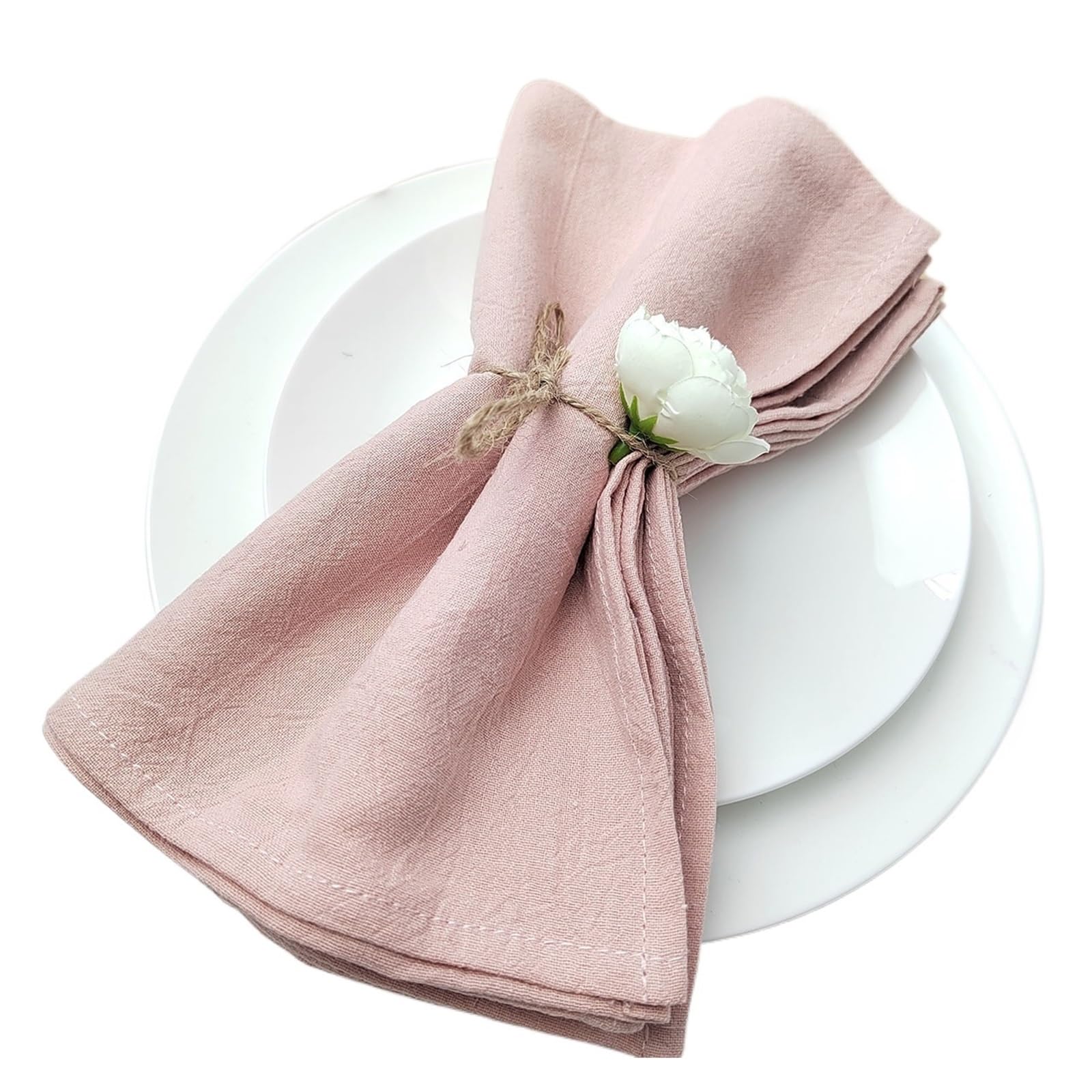 Weqyfdc Pink Linen Napkins 64Pcs Napkin Cloths Dark Green 30X45cm Cotton Fabric Serviette Kitchen Tea Table Towels For Farmhouse Wedding Decoration(Pink)