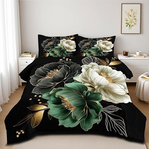 Miniatura 19 de Juego de edredón de calavera y rosa roja con cuervo negro, tamaño Queen, juego de ropa de cama de esqueleto con rosas góticas para Halloween, Cuervo