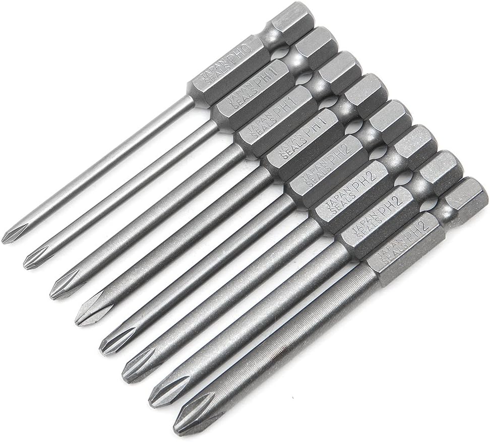 8 Pcs Magnetic Long Hex Cross Head Screwdriver Bits Set by VASL