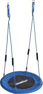 Relaxdays Nestschaukel, runde Hängeschaukel, Schaumstoffgriffe, blau