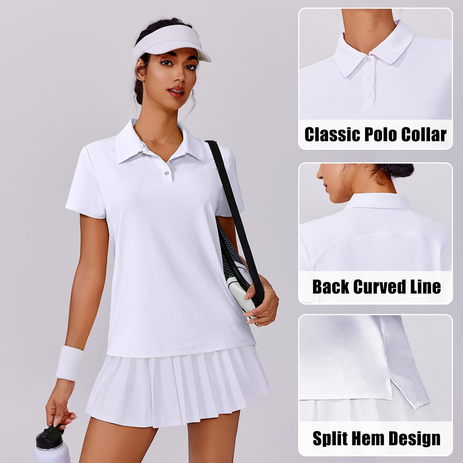 PINSPARK Women's Golf Shirt UPF 50+ Polo Shirts Short Sleeve Tennis Tops Collared with 3 Button Athletic T Shirt - Image 5