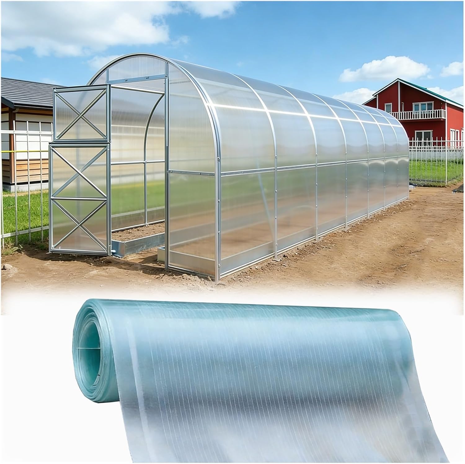 Clear Polycarbonate Roofing Sheets Outdoor Patio Greenhouse Panels Waterproof Cuttable for Outdoor, Greenhouses, Sheds, Carports(0.5x2m/1.64x6.56ft)