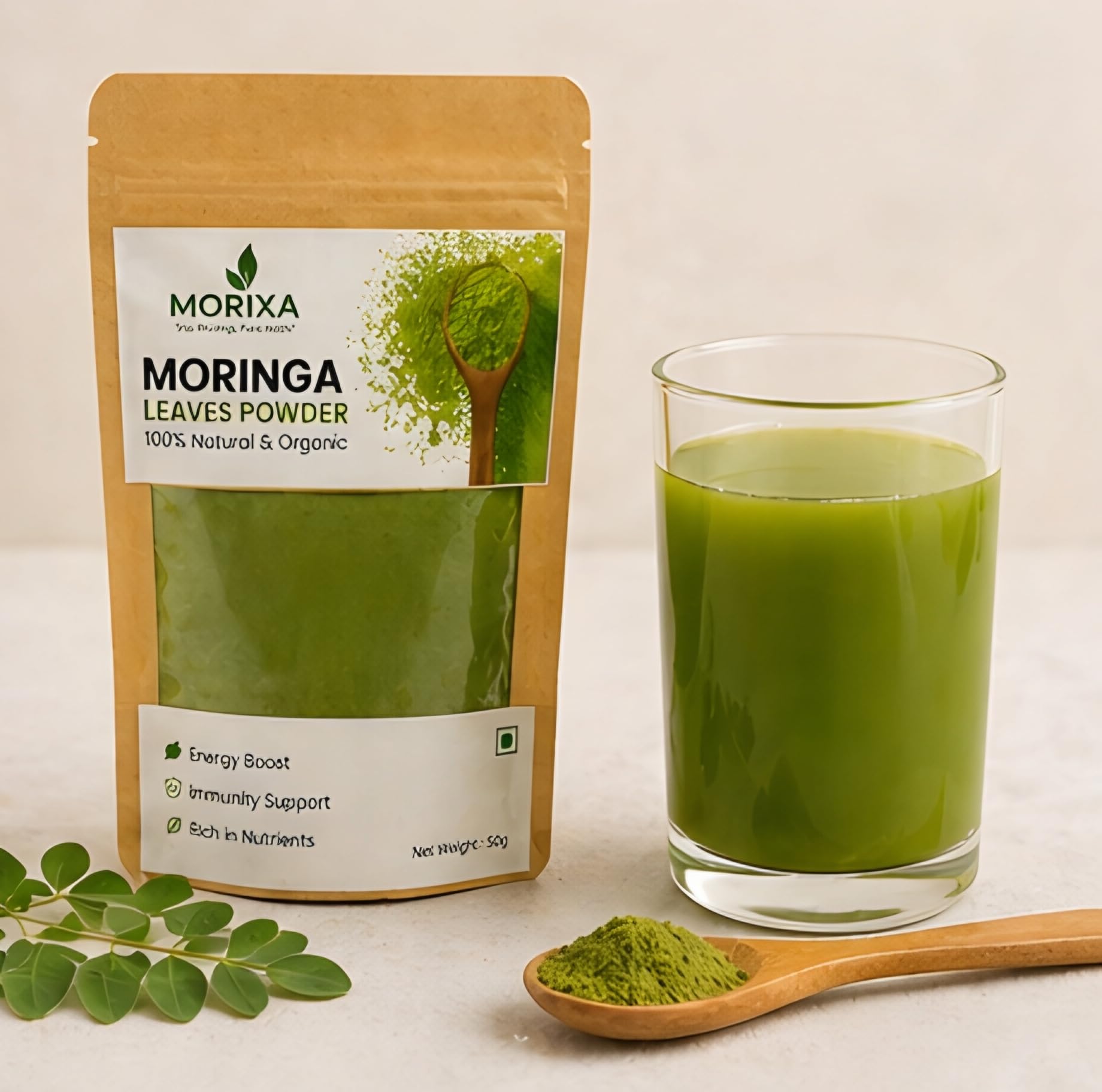MORIXA “Moringa Leaves Powder 100g (50g x 2) | 100% Natural & Organic | Combo Pack” 1