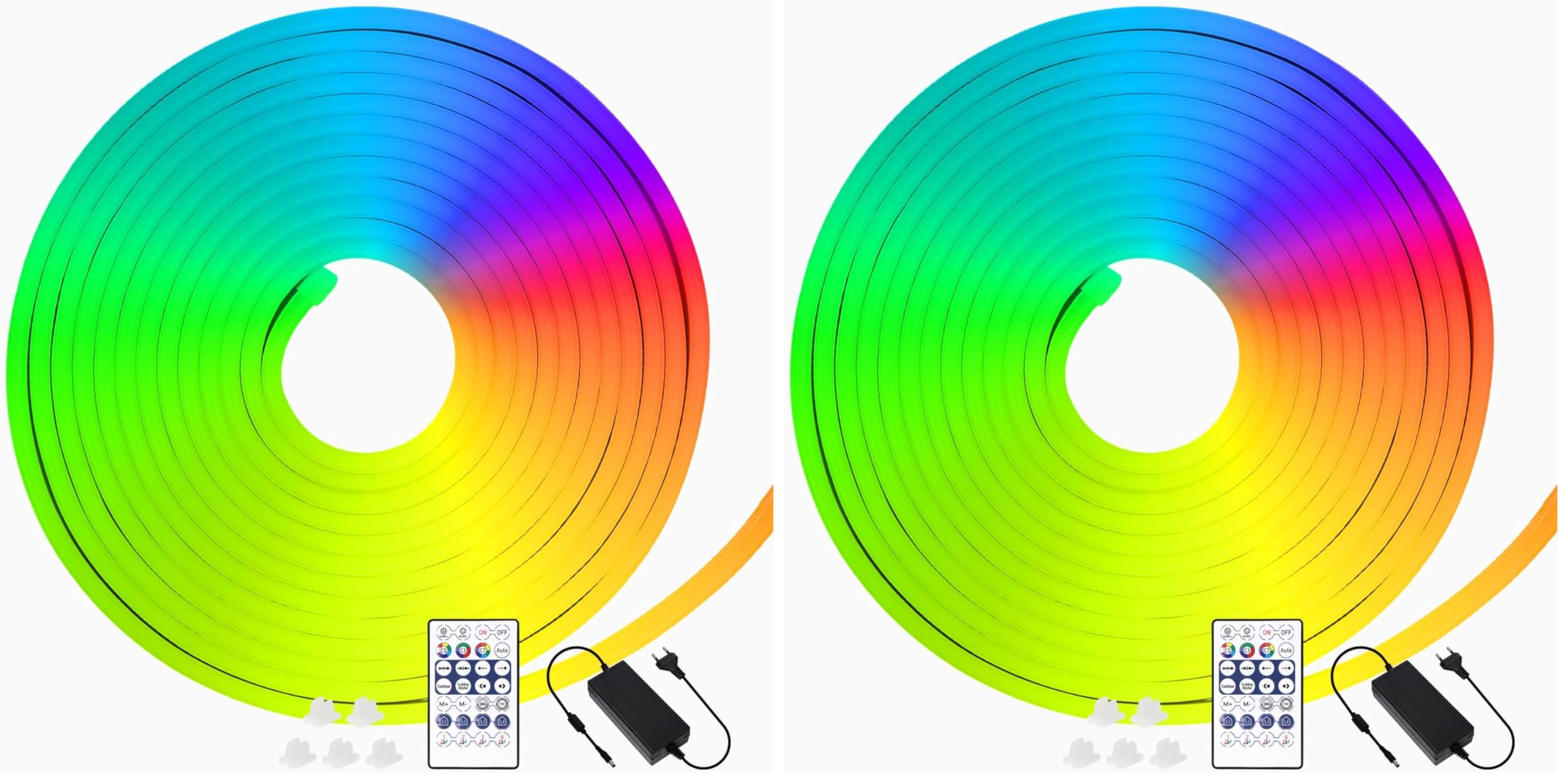 EXTRASTAR Tira de Luz LED de Neón RGB, Tiras LED 5M 96Leds con Mando a Distancia de 28 Teclas y Control Bluetooth APP, Impermeable IP65, 12V, 5A, para Habitación,Boda,Fiesta,Navidad (Paquete de 2)