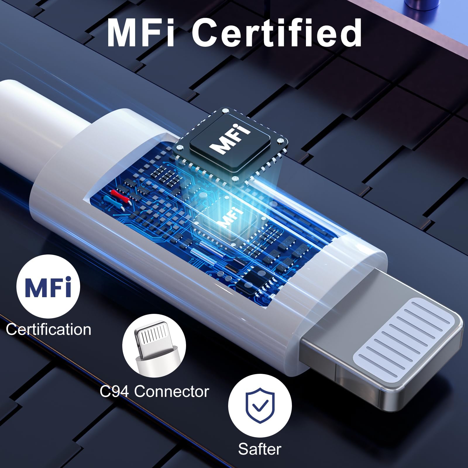 ilikable iPhone Cavo USBC 3 Pezzi 1M Ricarica Rapida Certificato MFi Lightning Cavo iPhone USB C per iPhone14/13/12Pro Max/Mini/11/SE/XR/XS/X/8/8Plus/7/6s