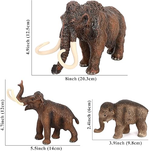 Miniatura 2 de 3PCS Figurines Mammoth Family Toy,Realistic Ancient Elephant Figurines Model, Cake Toppers Playset Eduactional Toys Party Playset Toys Ideal Gift