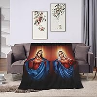 Vista 2 de Manta de forro polar cálido con el corazón de Jesús del Sagrado Corazón de Jesús, ultra suave, ligera, cálida