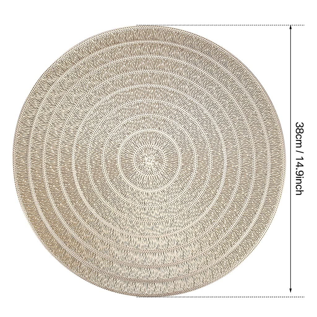 8 Pcs/lot Napperon Lavable PVC Table À Manger Tapis Creux Résistant Aux Taches Tissu Disque Bol Dessous De Verre Antidérapant (Couleur : Or) HGCHH