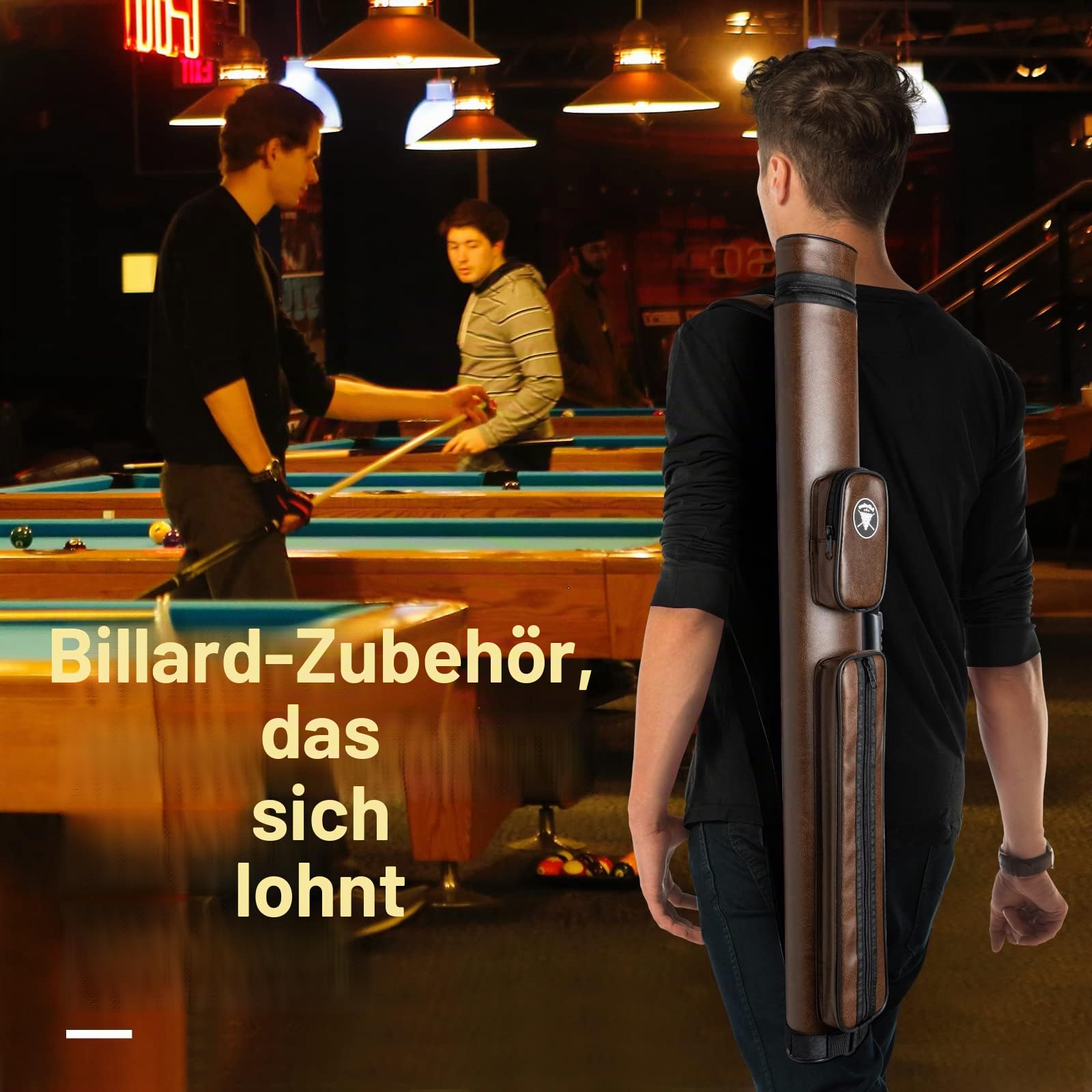 Adhafera Billardqueue-Koffer 2x2 Hard Pool Stick Case aus Kunstleder Billard Zubehör
