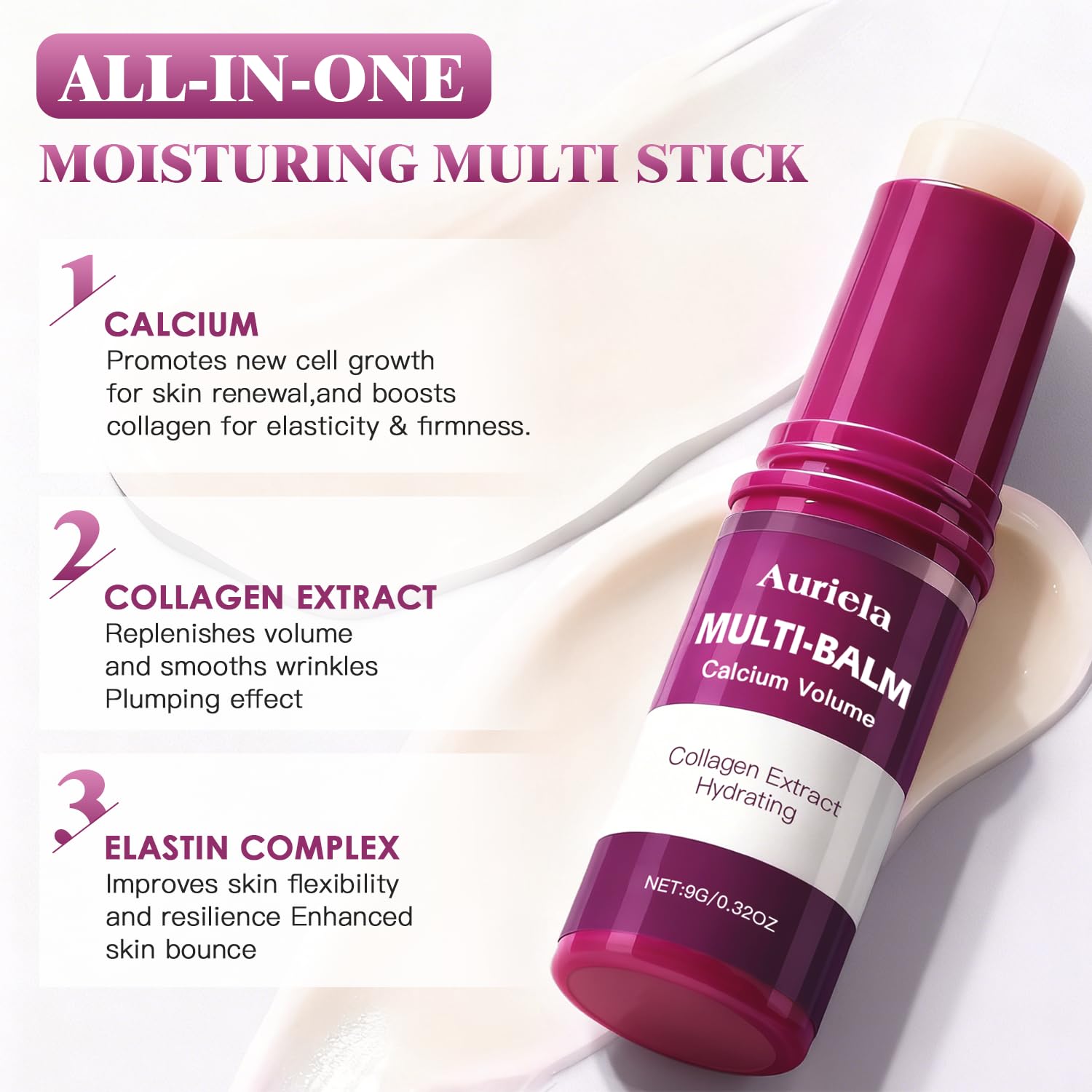 Auriela Calcium Volume Multi Balm,Calcium Multi Balm Stick,Anti Wrinkle,Anti-Aging,Long-Lasting Hydrating, Firming Skin, for Face, Eyes, Lips & Neck(1PCS) - Image 6
