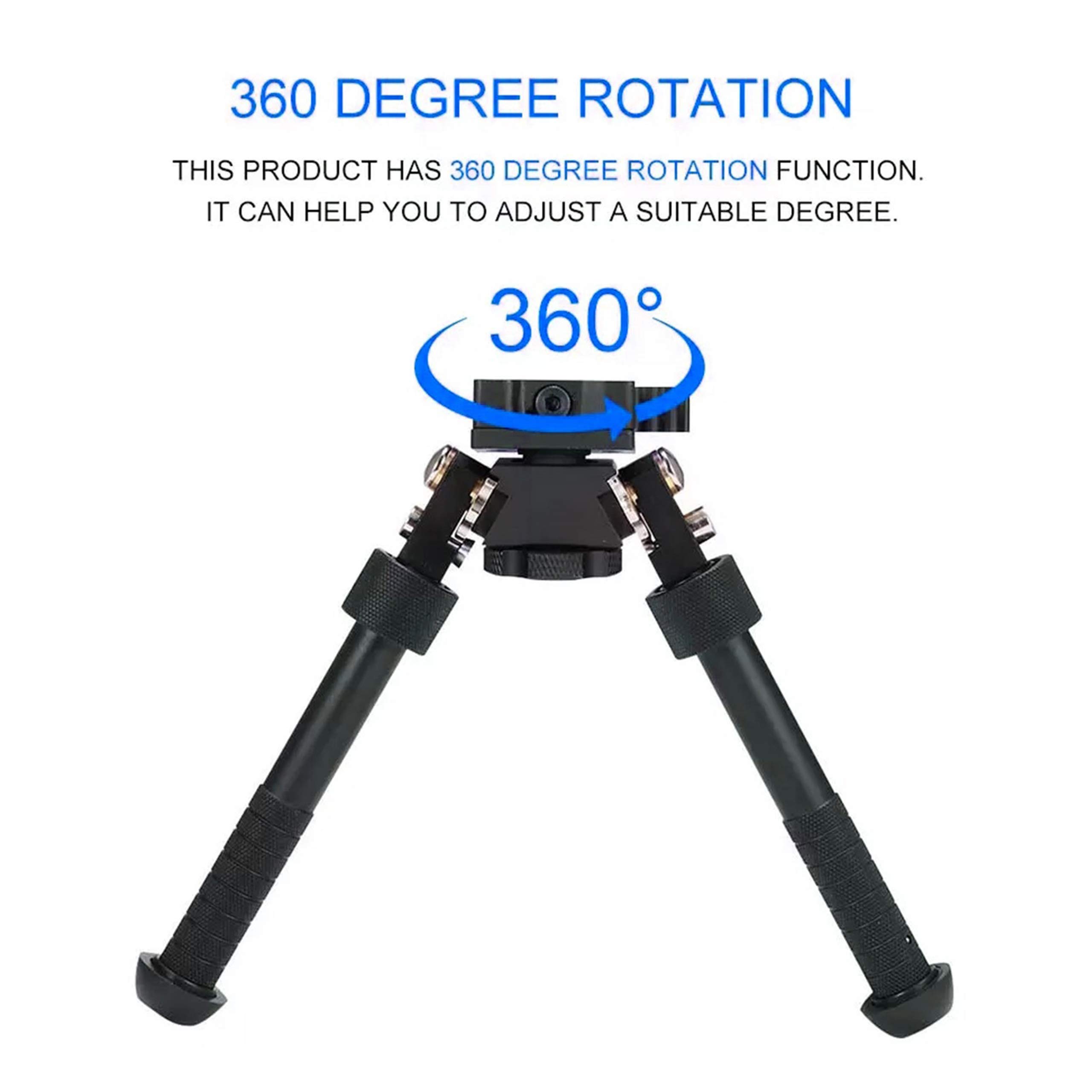 Bipode para Rifle V8 de Airsoft Tactico Full Metal Plegable 360º para Caza con Rail Picatinny 20mm Giratorio con Base Antideslizante Ajustable 6/9 Pulgadas 5 Niveles de Altura