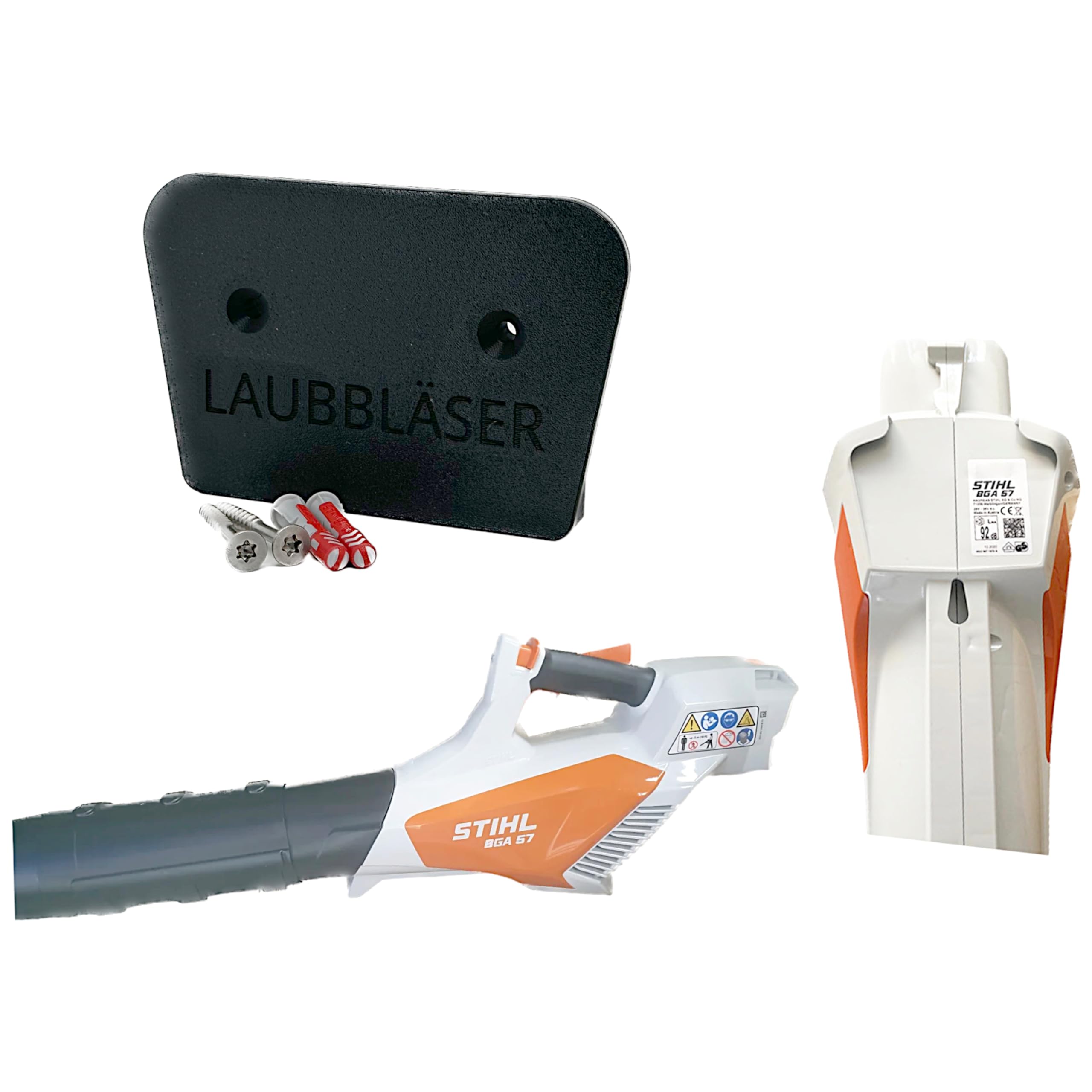 Halterung passend für STIHL BGA 57 Akku Laubbläser AK System Wandhalterung Gerätehalterung Zubehör Befestigung (Orange)