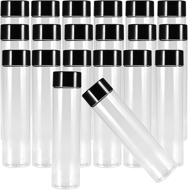 JEUIHAU 20 Pack 350 ml Clear PET Plastic Juice Bottles with Black Lids, Empty Plastic Juice Bottles, Reusable Plastic Drink Bottles Bulk for Storing Smoothie, Juice, Milk and Homemade Beverages