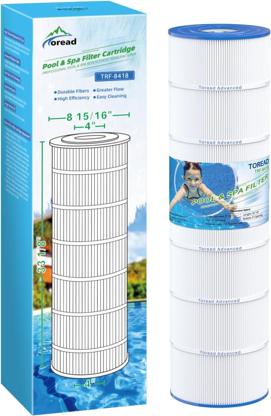 TOREAD Pool Filter Replaces Jandy CS200, PJANCS200, Ultral-B9, R0462400, Unicel C-8418, Filbur FC-0823,1 Pack