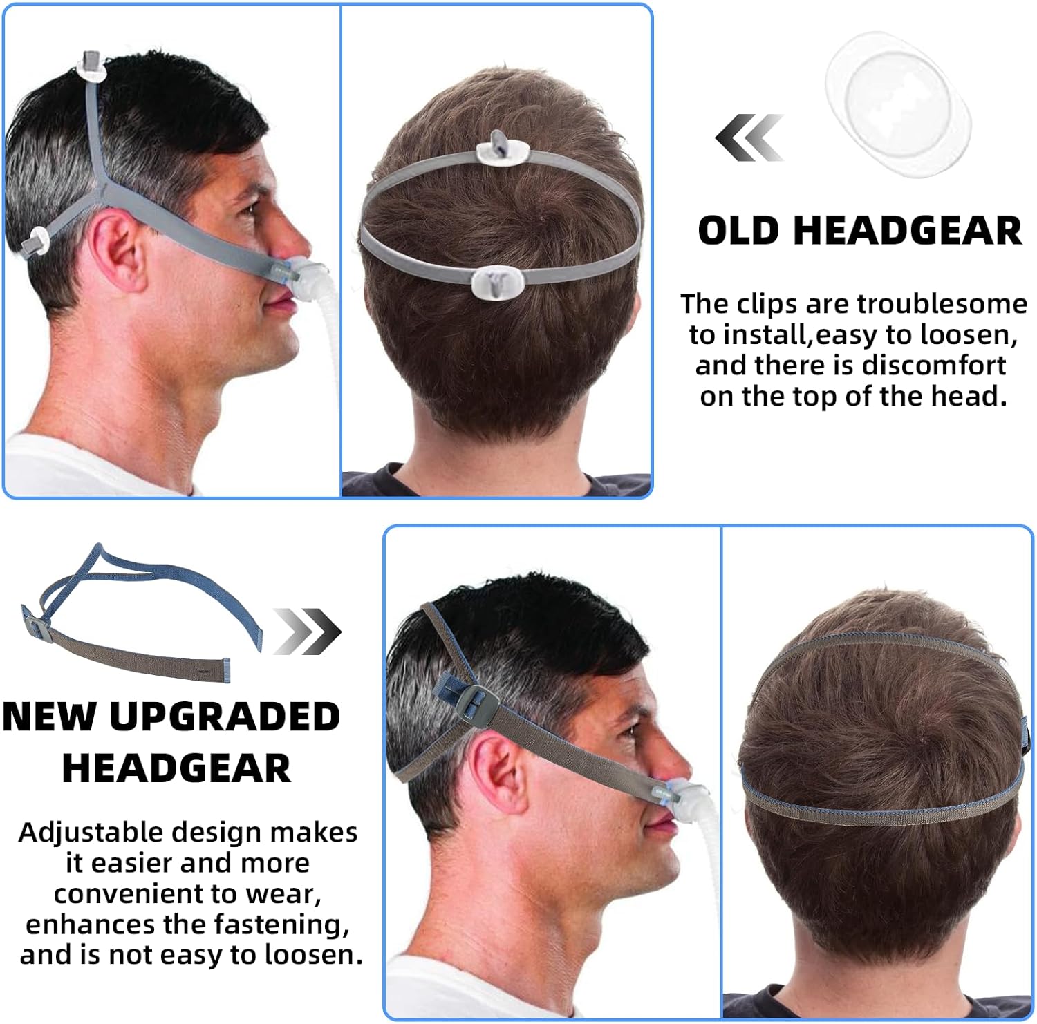 Latest Upgraded CPAP Headgear Strap Compatible with Airfit P10/ N30, Replacement Headgear for AirFit N30, Comfort Elastic Adjustment Straps P10 Headgear, Quick-fit Design Airfit N30i Headgear (Blue) - Image 4