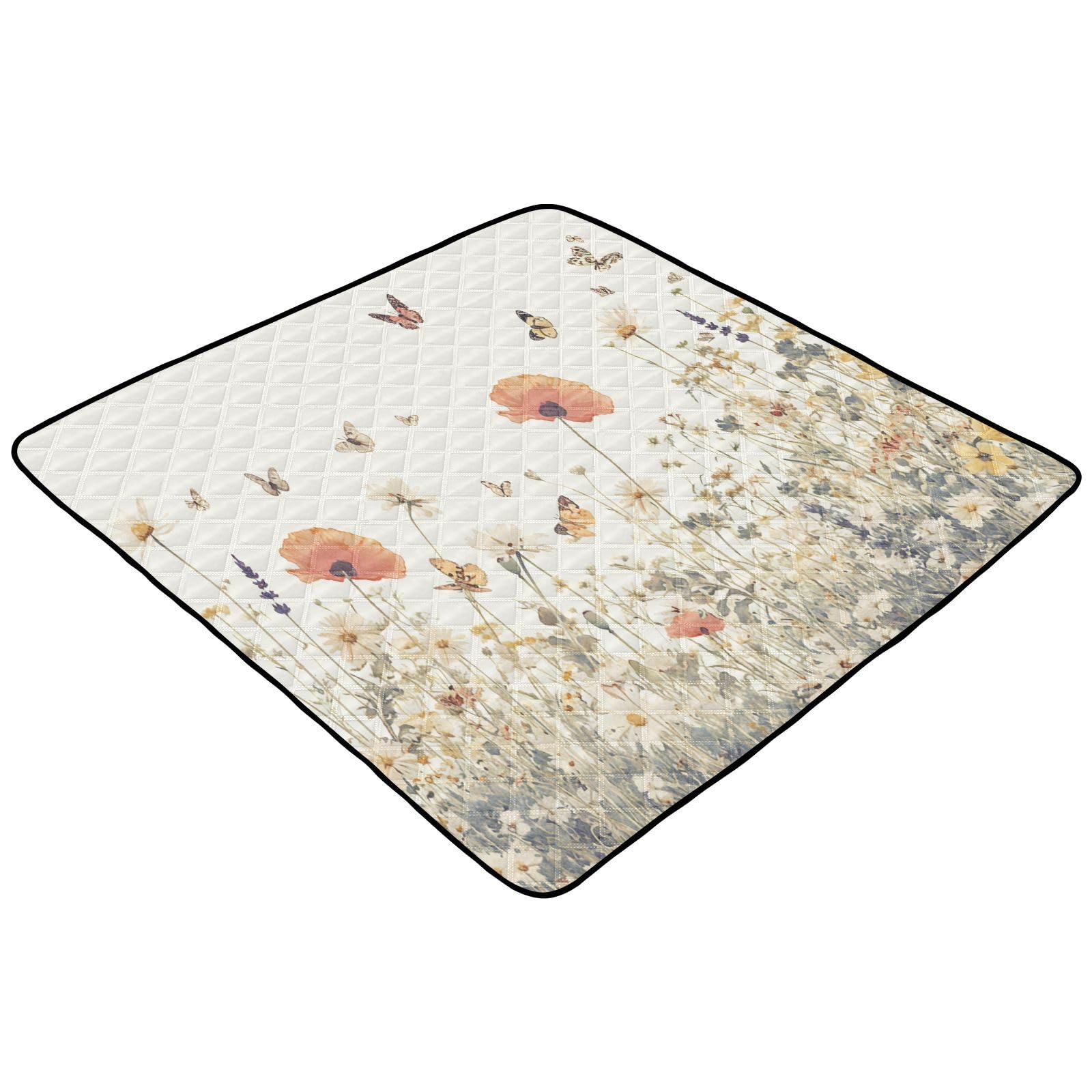 Kigai Wildflowers Baby Play Mat for Floor and Playpen 50x50 inch Non-Slip Baby Activity Playmat Waterproof Foldable Crawling Mat for Infants Toddlers