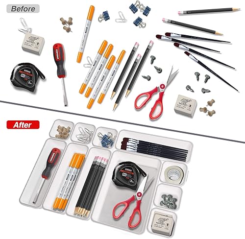 Miniatura 3 de KeFanta Paquete de 22 organizadores de cajones de escritorio, organizadores de cajones de basura entrelazados y almacenamiento con 3 tamaños,