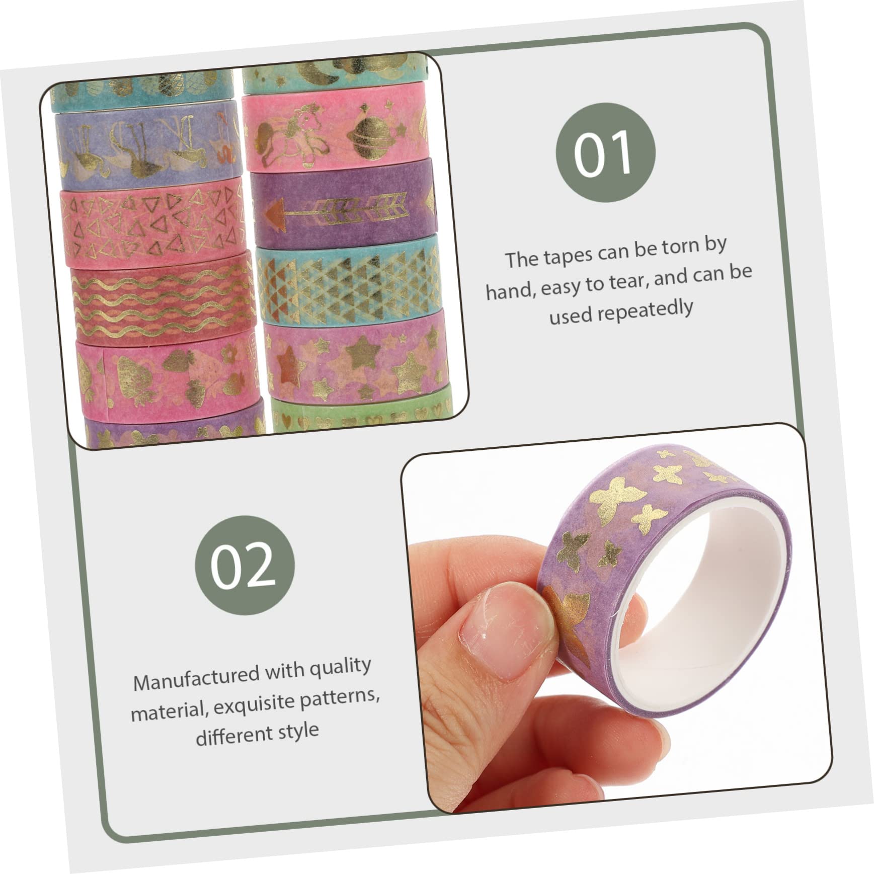 STOBOK 36pezzi Nastro Adesivo Washi Decorativo Per Fai Da Te Scrapbooking e Decorazioni Festive Roll Adatto Per Regali e Progetti Creativi