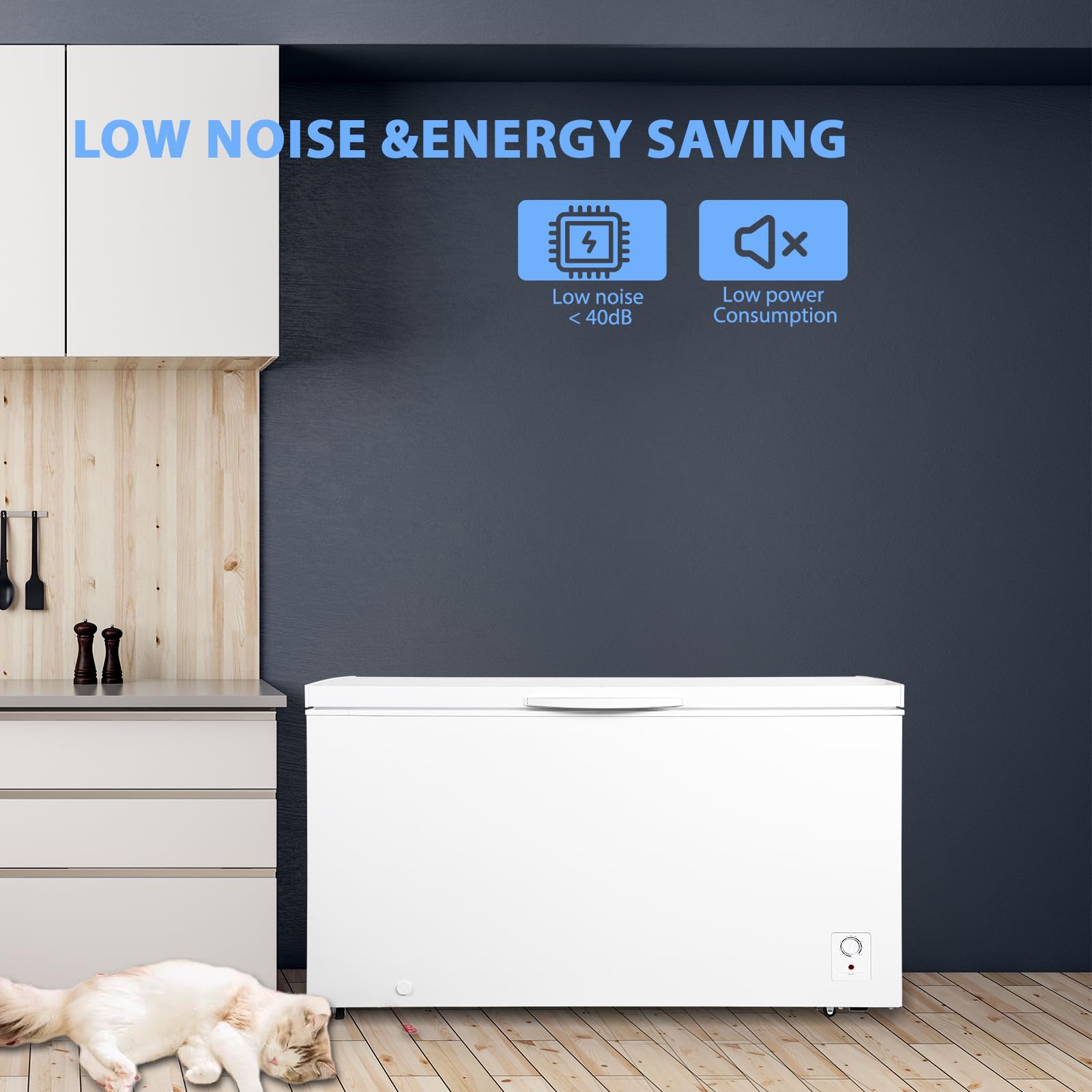 Techomey Chest Freezer 18 Cu Ft, Deep Freezer With 7 Level Adjustable Thermostat, Large Capacity Chest Freezer For Garage, Basement, Restaurants, White on Fridge.com - View 6