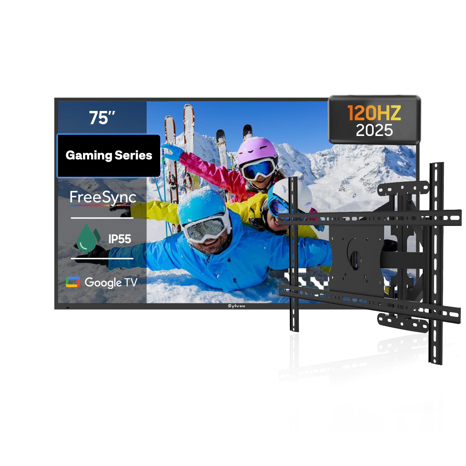 SYLVOX Bundle 75 120Hz Waterproof Outdoor TV 2025 Gaming Series Wall Mount