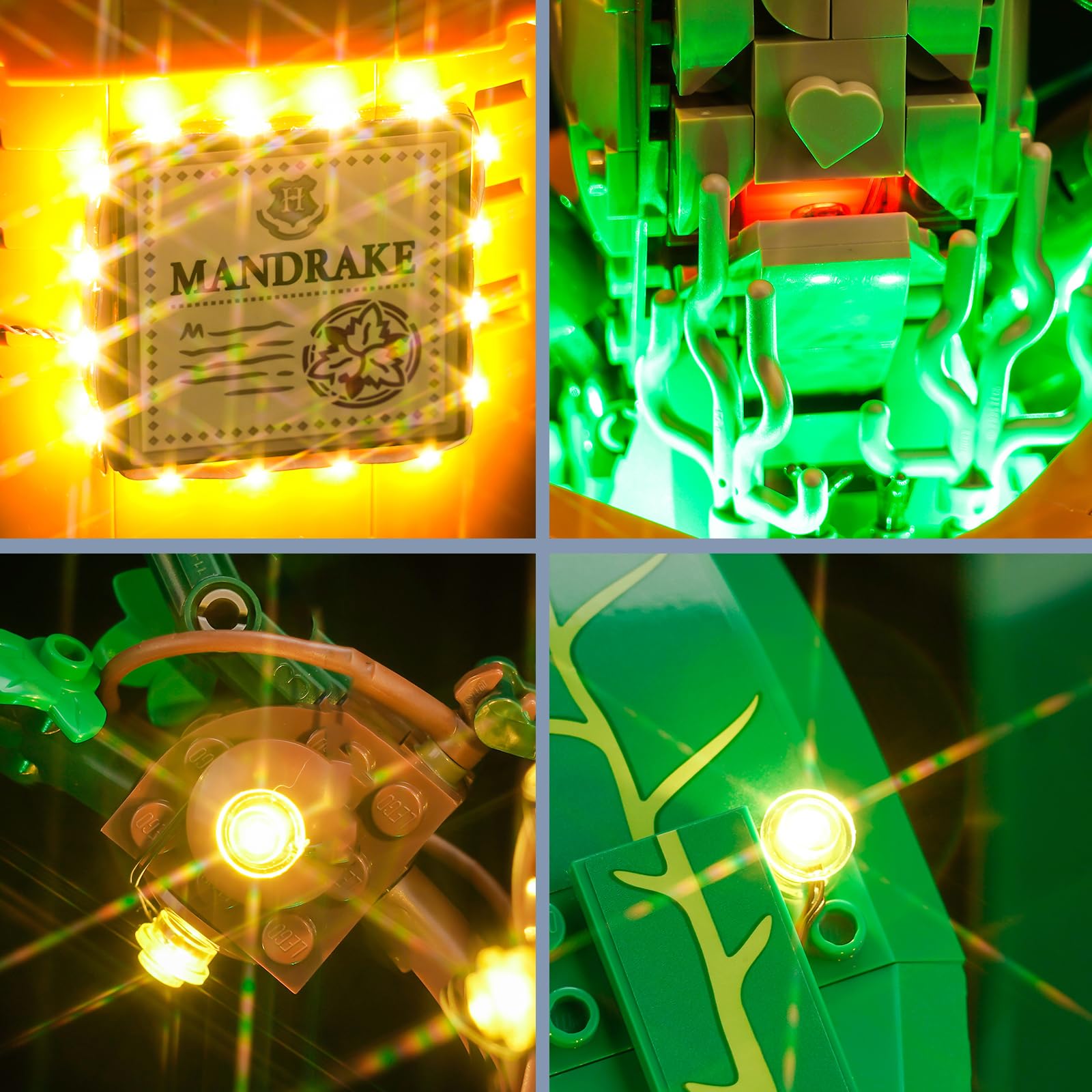 Led Light Kit for Mandrake Decoration - Lego Harry Potter Figure & Pot Plant Set - Standard Version, Green, 10.5 cm x 15.5 cm x 3 cm - Image 4