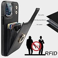 Vista 5 de Folosu Funda compatible con iPhone 13 Pro Max con soporte para tarjetas, rotación de 360°, soporte de anillo de dedo con función atril, protección