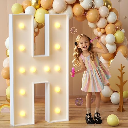 Vista 71 de imprsv Letras de marquesina iluminadas, letras de mosaico de 1.2 m con luz para decoración de baby shower, graduación, gran J para decoraciones