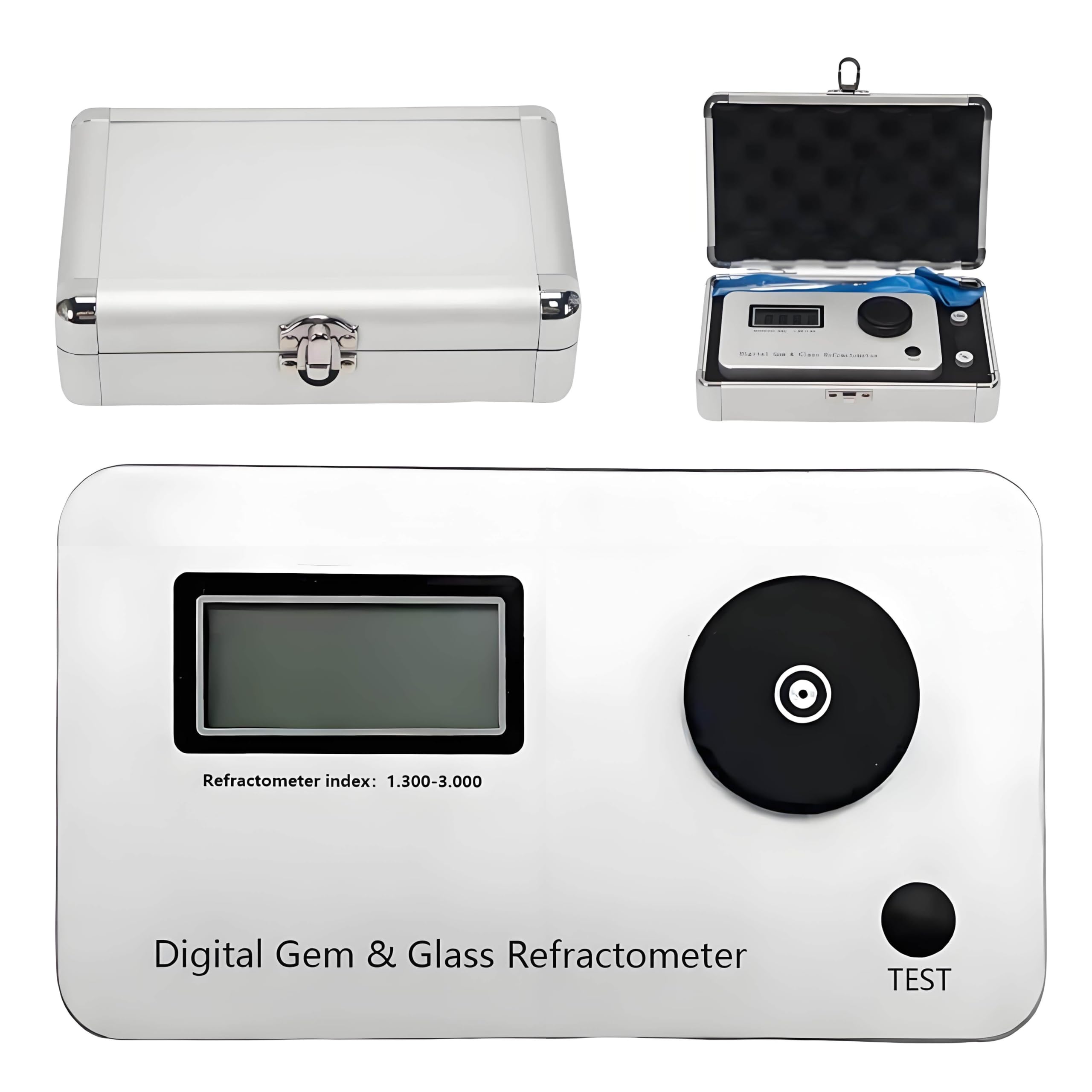 GSHSHOU Gem Tester for All Stones, Gem Refractometer, with Wide 1.300-3.000 RI Range,High Accuracy 0.001 for Reliable Gem Identification,Rechargeable 700mAh Battery