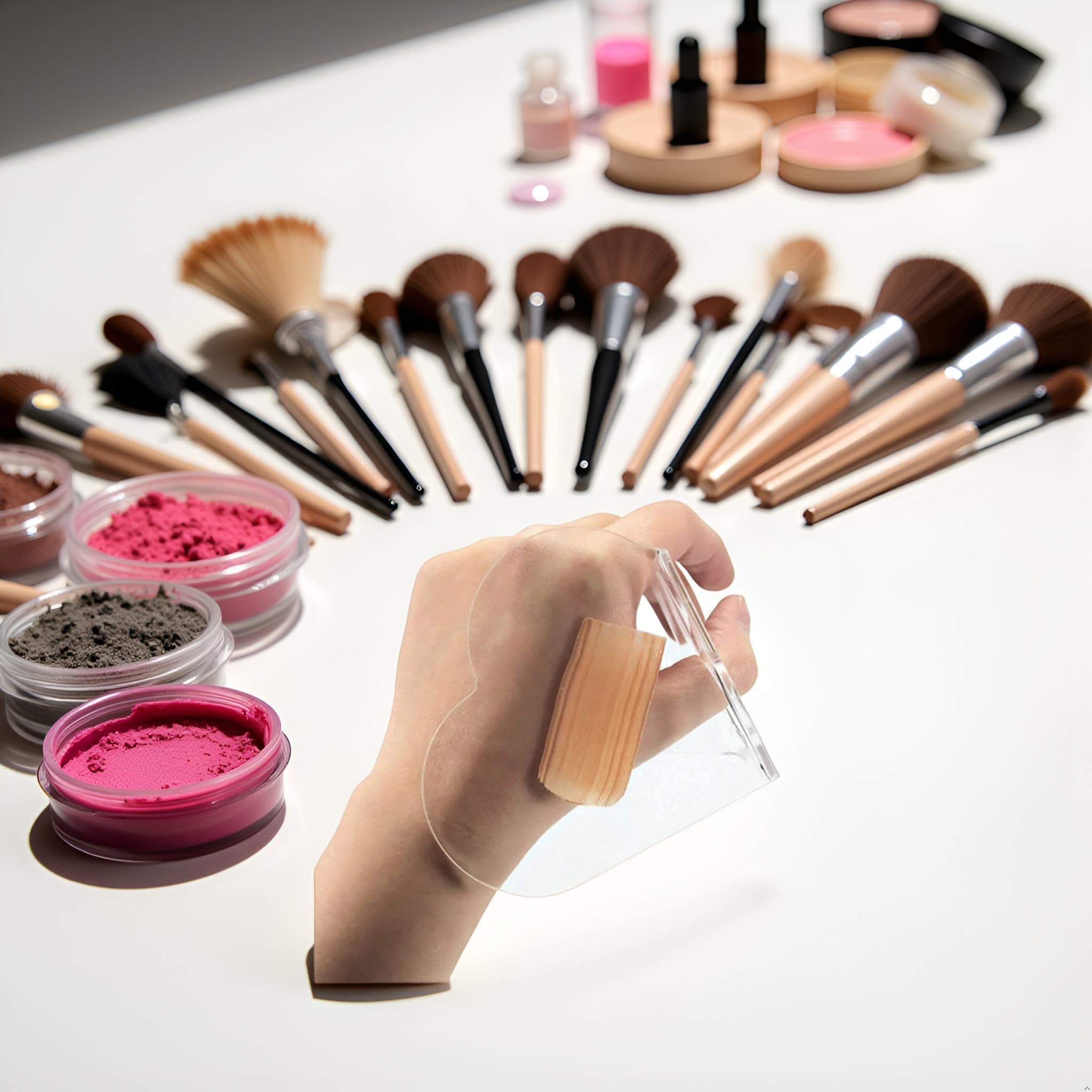 Paleta de acrílico transparente, maquillaje, sombra de ojos, base, paleta de lápiz labial, bandeja de pintura de arte de uñas, bandeja de mezcla de color, manicura de gel de uñas, herramienta de 9