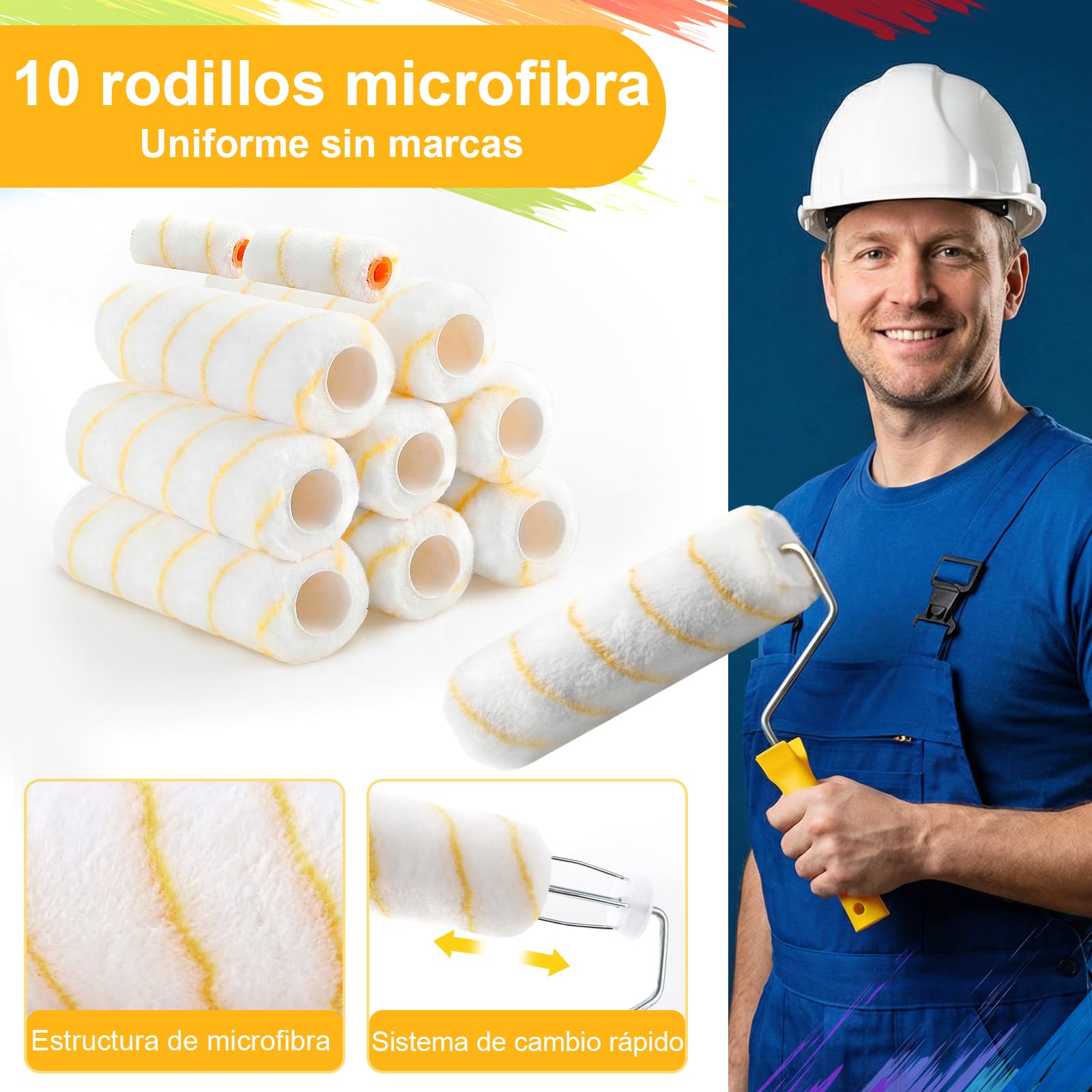 Kit de Pintura Profesional de 30 Piezas – Set de Rodillos para Pintura | con Palanca Telescópica 33-180cm, Bandeja para Pintura con Almohadilla y Accesorios Completos de Pintura