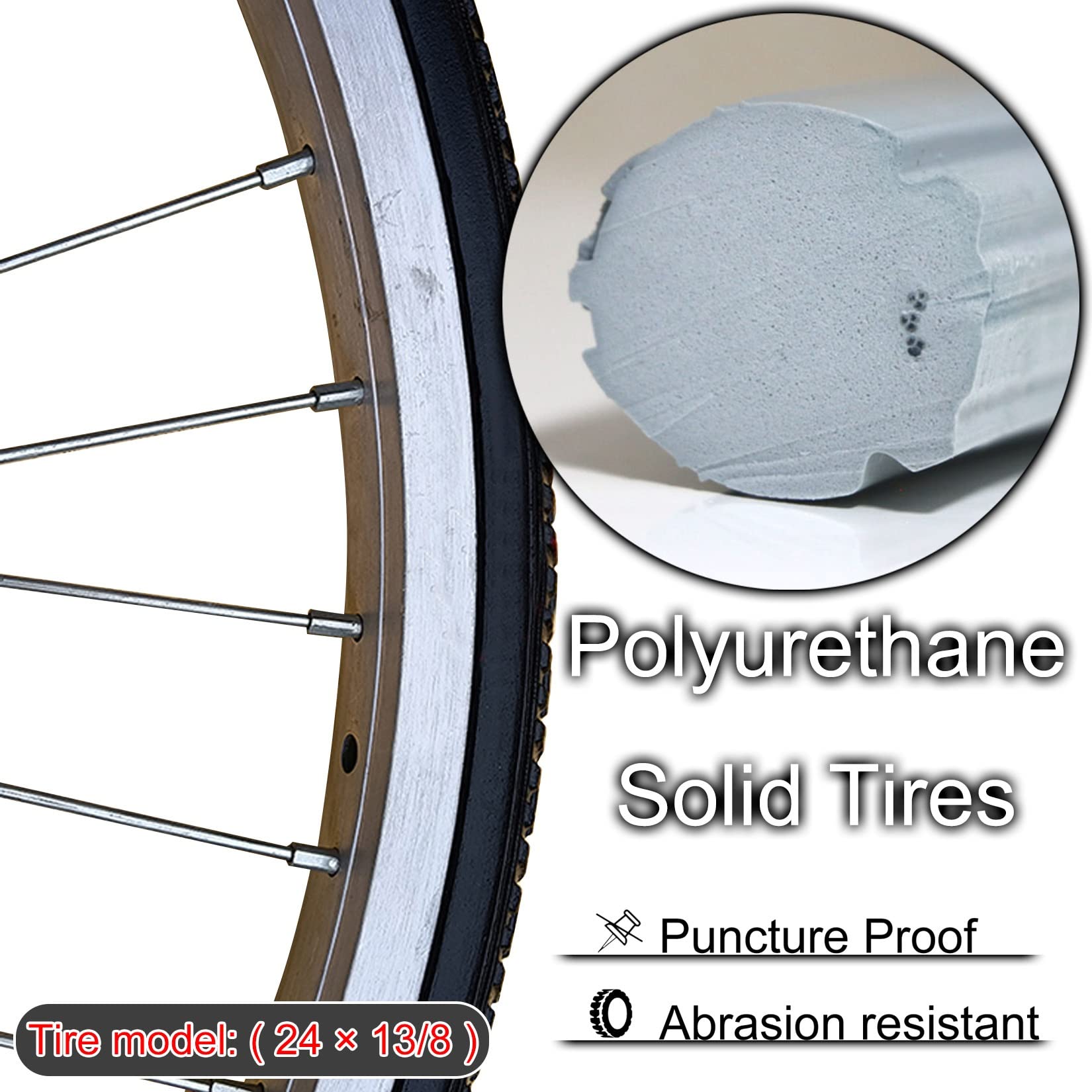Rueda de Repuesto para Silla de Ruedas de 24 Pulgadas (2 Piezas), rodamientos Dobles, antipinchazos, para Personas con discapacidad, Capacidad de Carga de 100 kg.