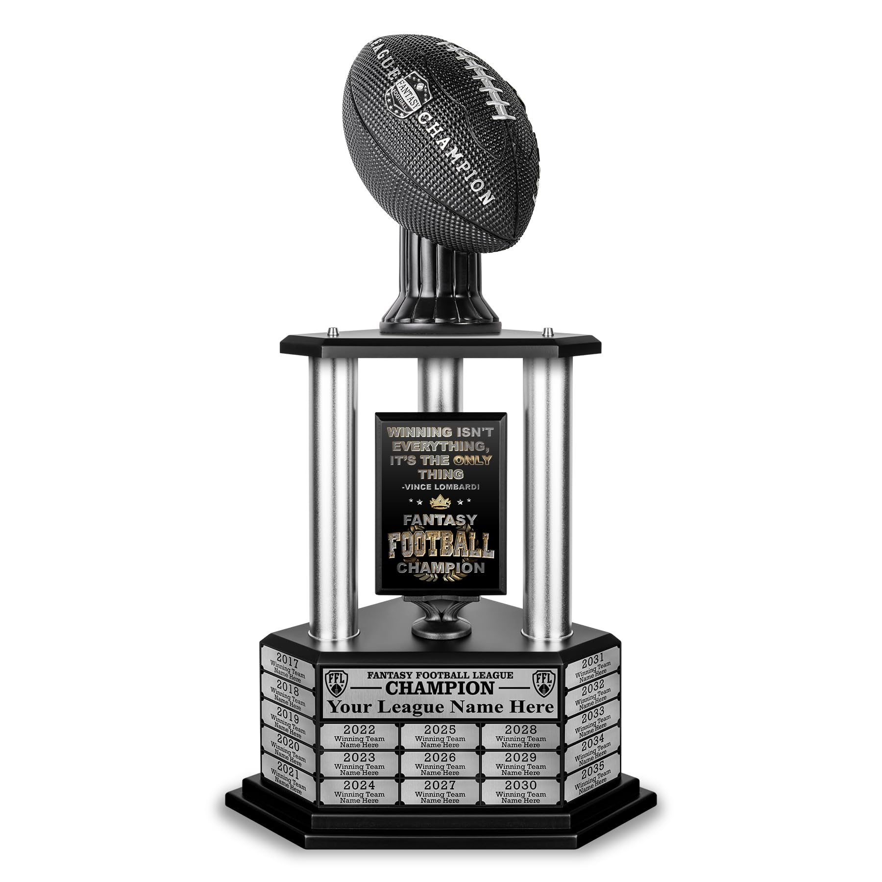 TrophySmack 19-Year Perpetual Fantasy Football Trophy, Custom Engraved