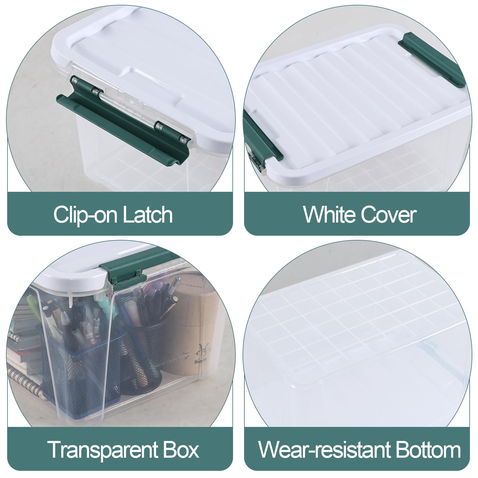 Gloreen Boîtes de Rangement en Plastique avec Couvercle, 10 L, Lot de 4