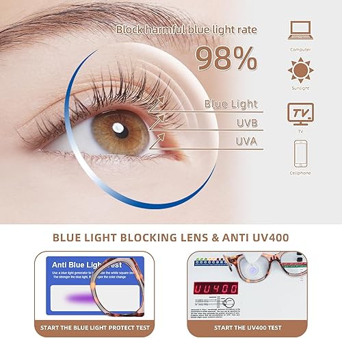 Miniatura 9 de Lentes de lectura para mujer, estilo Oprah, paquete de 3, cuadrados, de gran tamaño, con bisagra de resorte, bloqueo de luz azul, para mujer