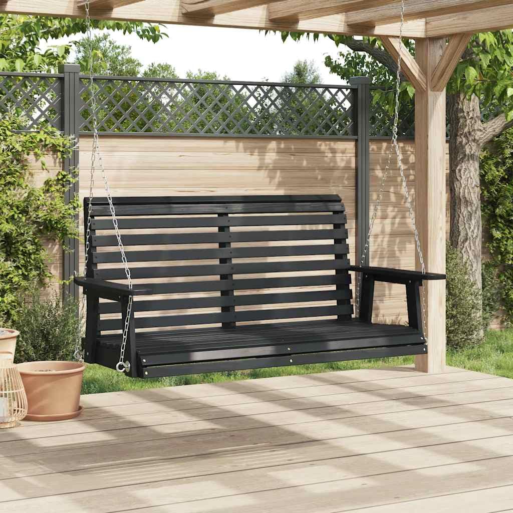 Outdoor Hängesessel aus Tannenholz mit lackierter Oberfläche und Hängemattenstuhl mit Verstellbarer Aufhängung für Balkon sowie ergonomischer Schaukelstuhl mit hoher Rückenlehne