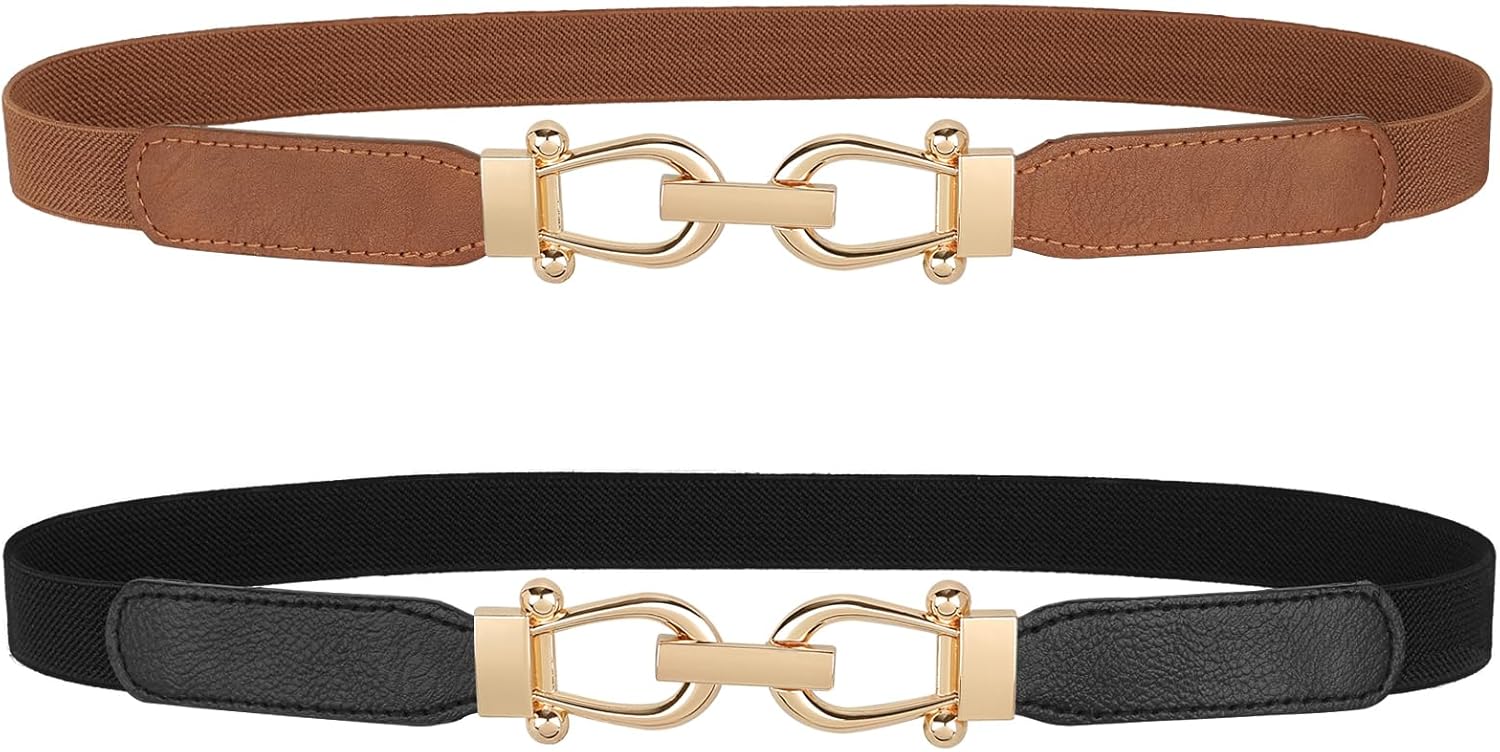 JASGOOD Women Skinny Elastic Stretch Belt for Dresses Retro Ladies Waist Vintage Thin Belt