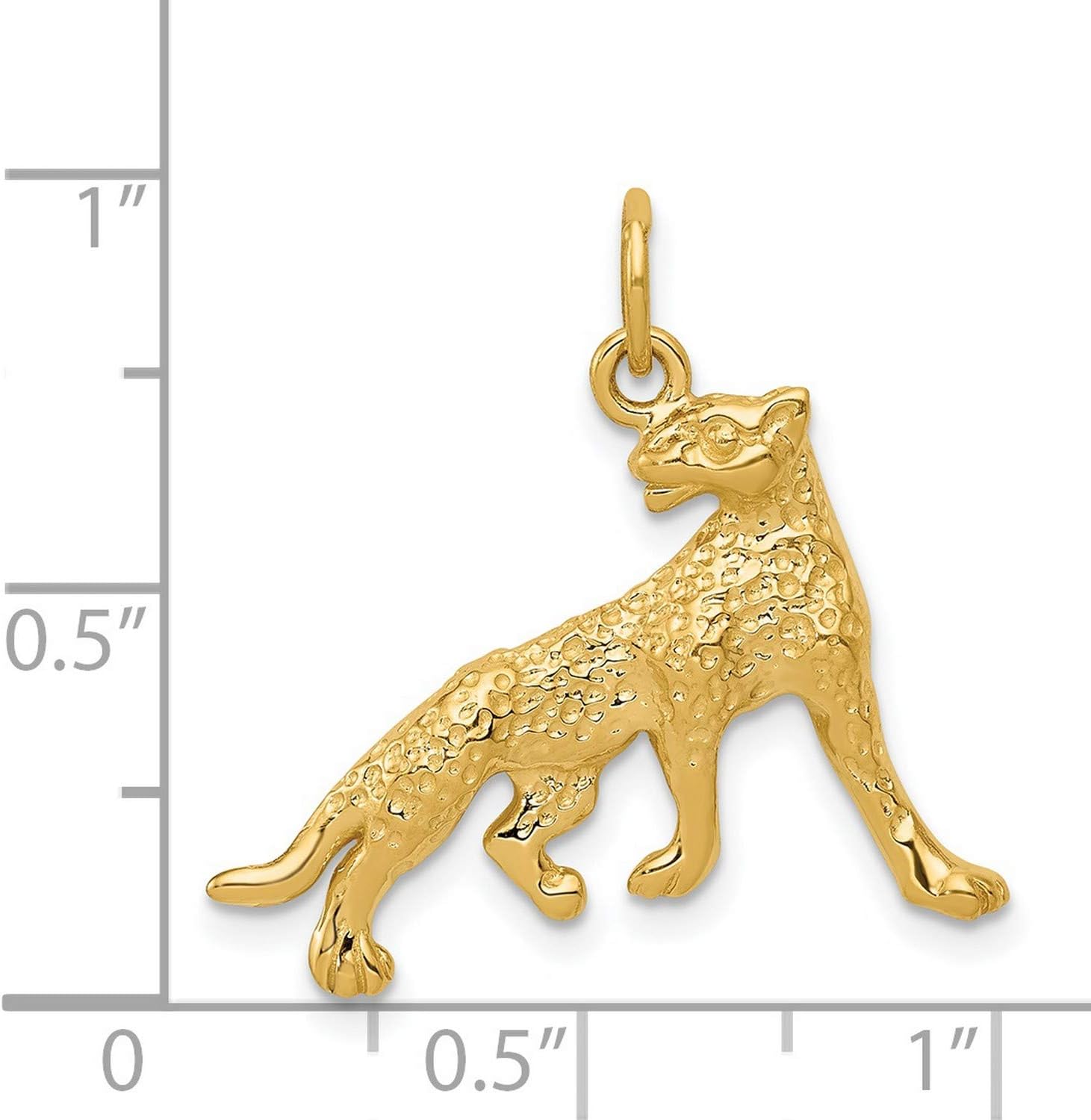 14k Yellow Gold Cheetah Pendant for Women - Textured Animal Charm with Graceful Jungle Design, Solid Gold Wildlife Jewelry for Necklaces or Bracelets, Safari Themed Unisex Nature Inspired Accessory