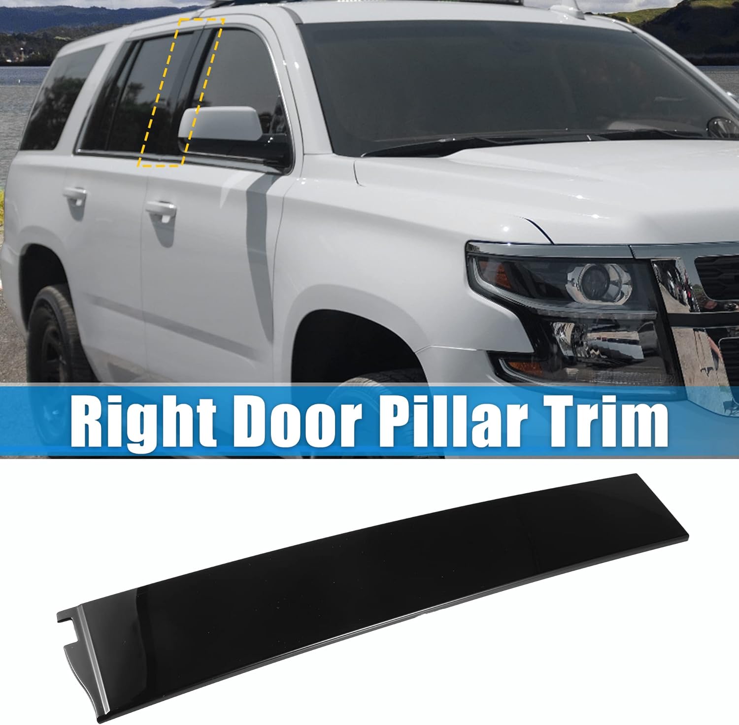 X AUTOHAUX B Pillar Trim Panel Door Pillar Trim Windshield Passenger Outer Side for Cadillac Escalade ESV for Chevrolet Suburban Tahoe 2015-2020 for GMC Yukon XL 84263145