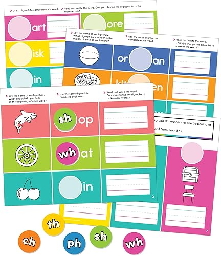 Miniatura 10 de Carson Dellosa - Juego de 25 piezas para principios y finales Edu-Clings, alfombrillas de borrado en seco para artes del lenguaje y manipulativos