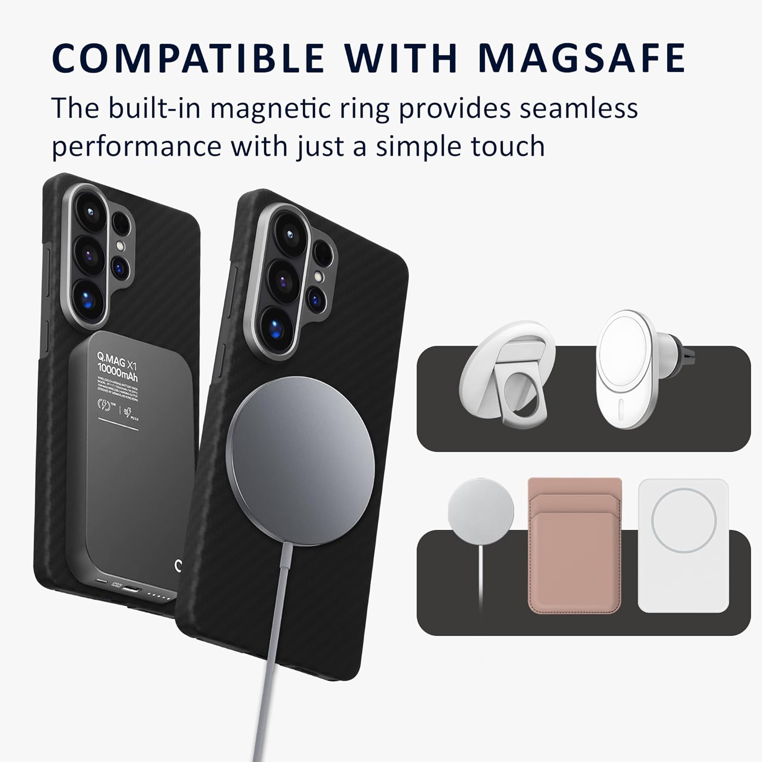 kalibri Ultra Thin Phone Case for Samsung Galaxy S26 Ultra Case - Aramid Fibre Ultra Lightweight Mobile Phone Case - Scratch Resistant - Compatible with MagSafe - Black Matte