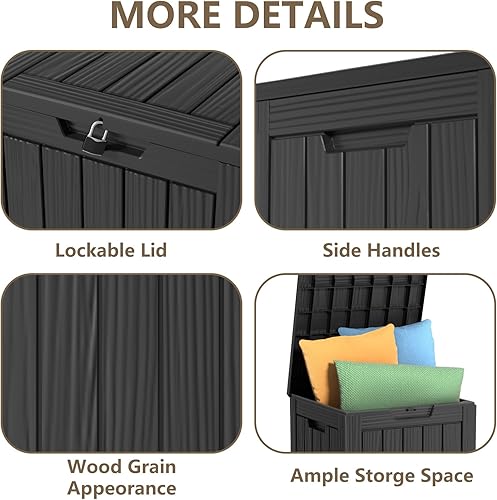 Vista 56 de EasyUp Caja de cubierta de resina de 31 galones, impermeable, resistente a los rayos UV, caja de almacenamiento al aire libre para entrega, patio