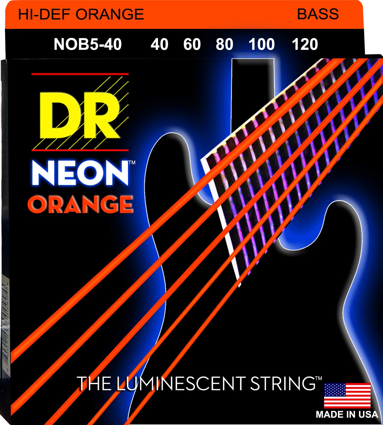 Dr Strings NOB5 – 40 nichel rivestito corde per basso, luce