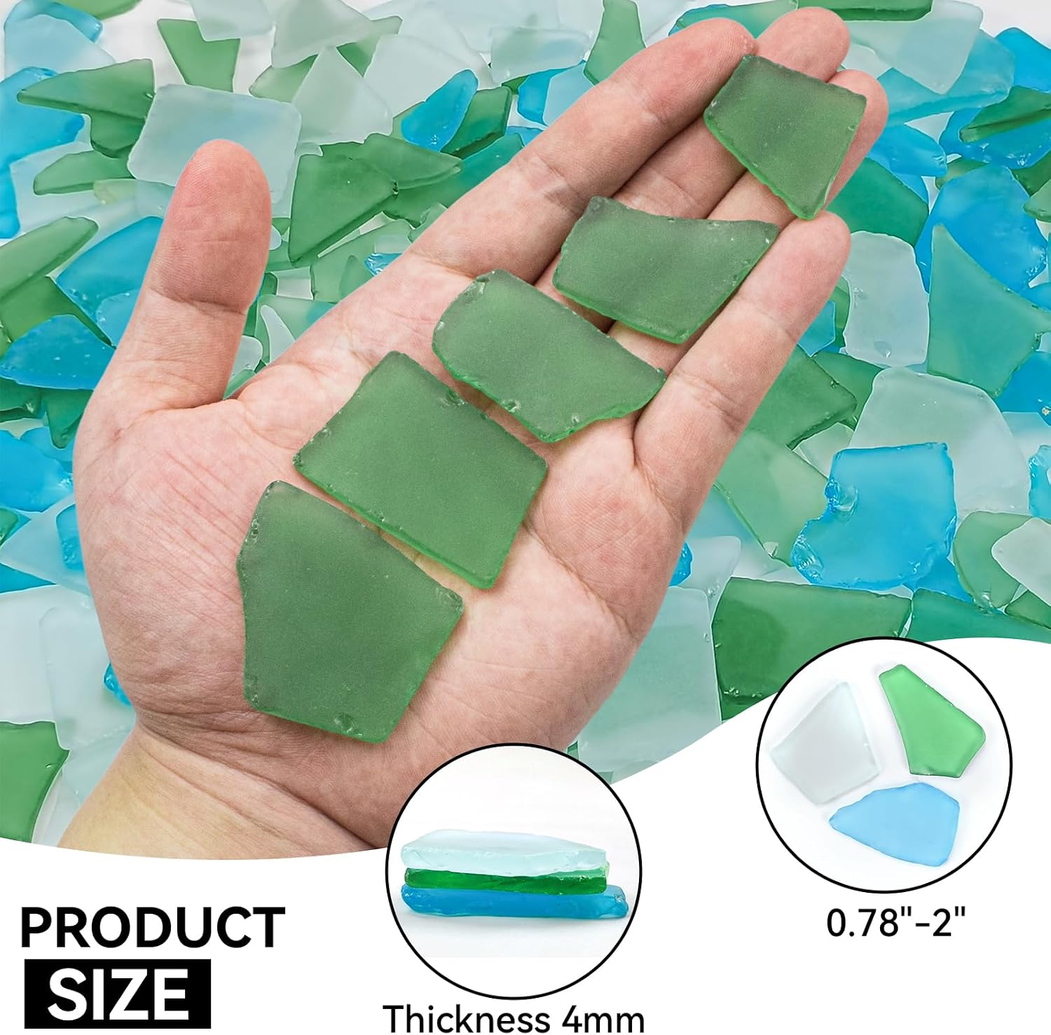 Keedolla 40oz Green Sea Glass Pieces for Crafts, Frosted Seaglass Pieces Bulk Tumbled Beach Sea Glass Arts for Vase Filler|Beach Weddings|Home Decor image 4