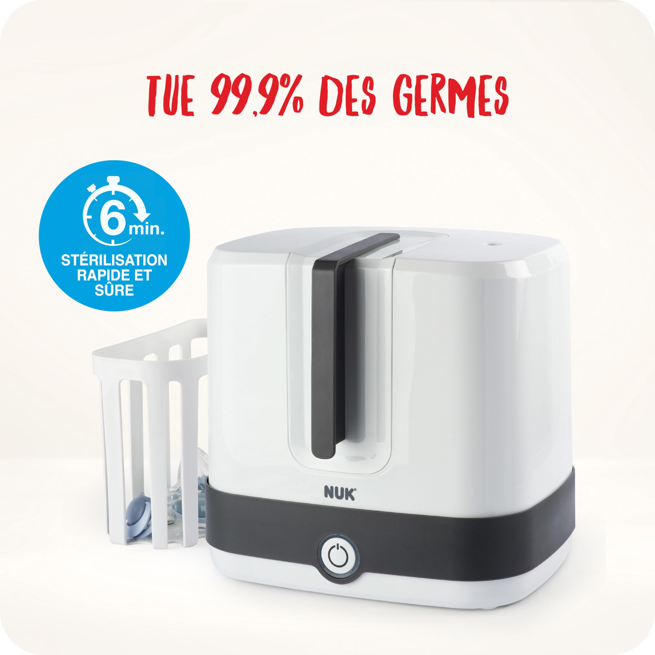 NUK Vario Express Stérilisateur de Biberons | Arrêt Automatique | Jusqu'à 6 Bouteilles + Accessoires en 6 Min
