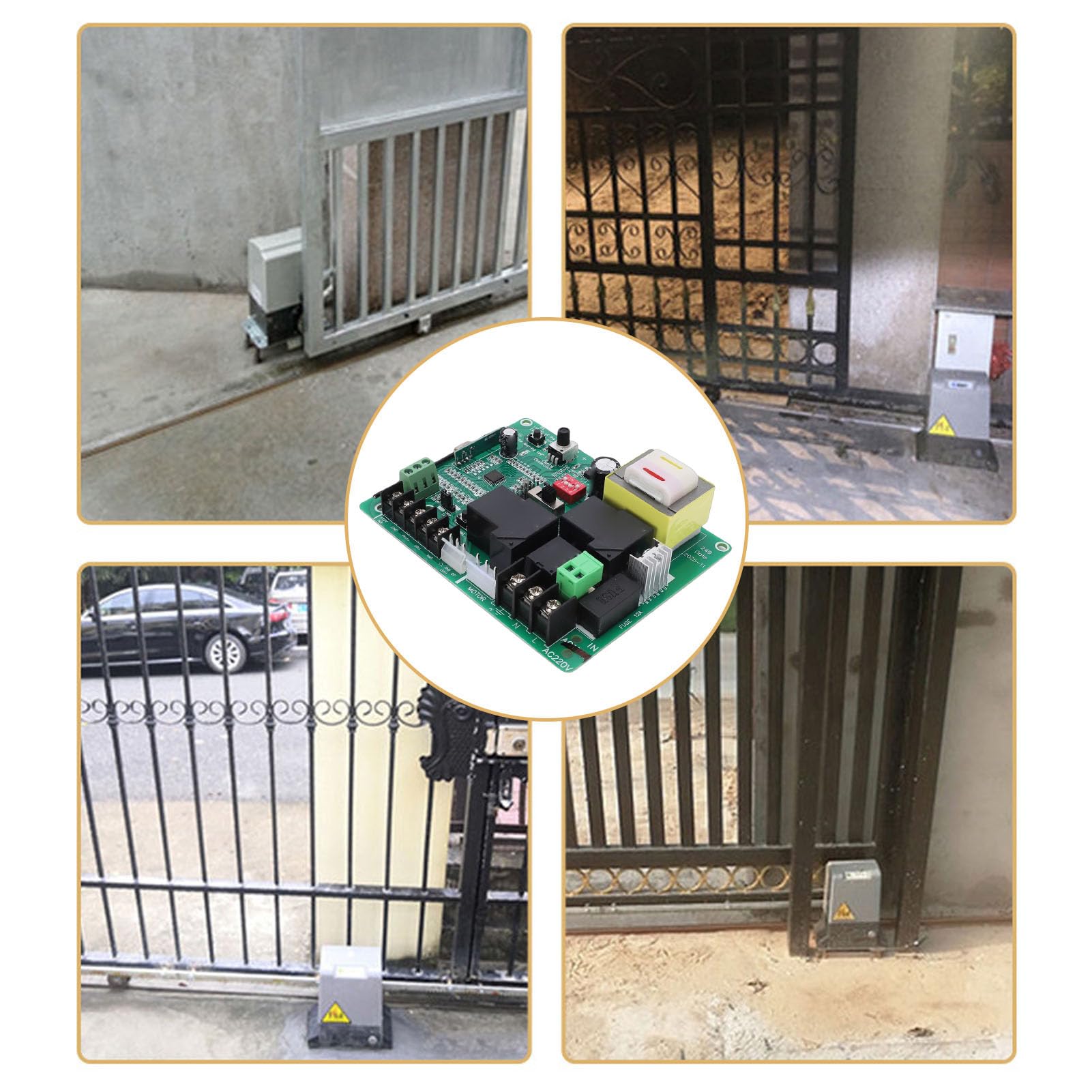 FTVOGUE Tablero de Control de Abridor de Puerta Corredera, Placa de Circuito de Código Variable de Alta Seguridad con 2 Controles Remotos para Puerta Corrediza Residencial de Escuela de (220V)