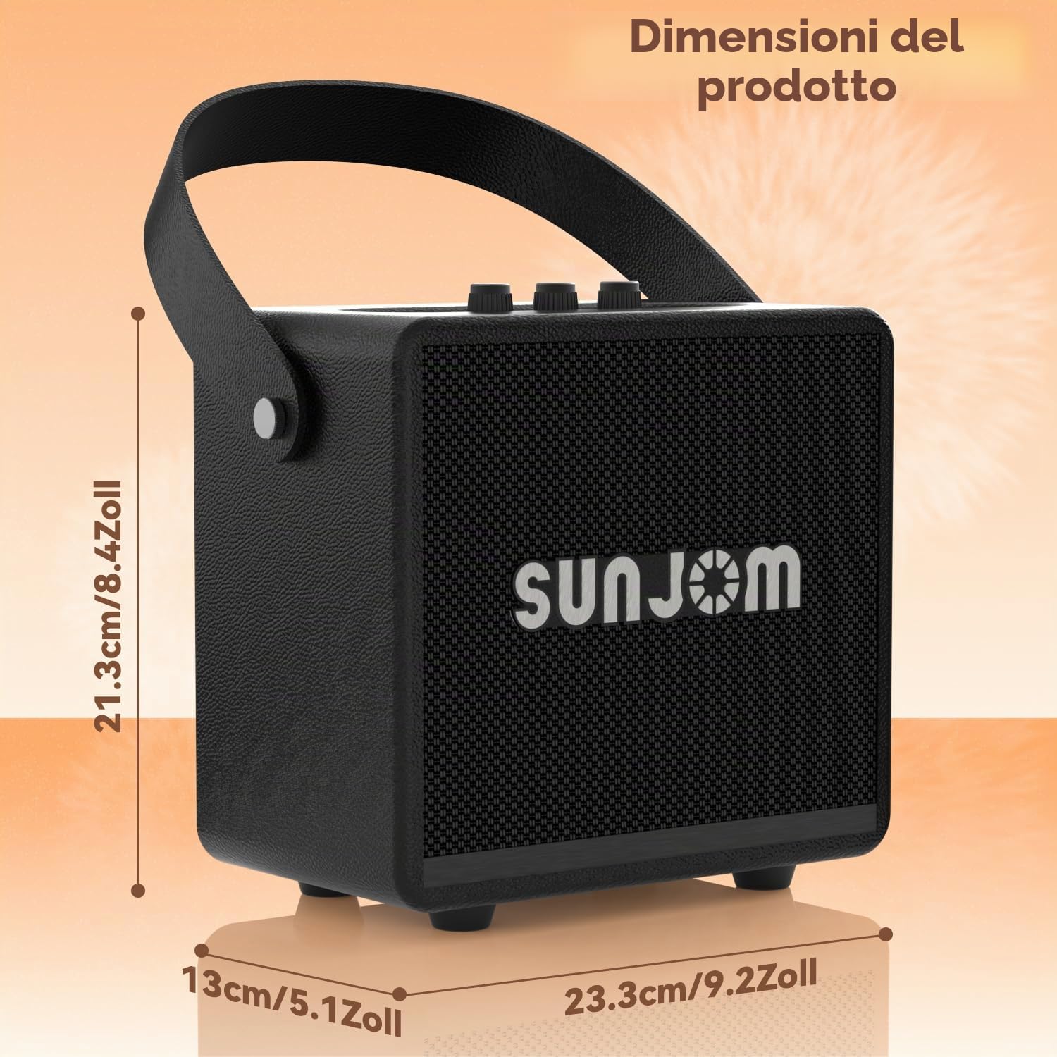 Altoparlante Bluetooth retrò, wireless, subwoofer da 105 mm, BT 5.3 con EQ, accoppiamento TWS, tipo C, scheda TF e USB, per feste all'aperto e casa